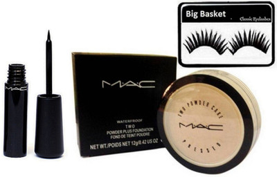 

big Basket Eyelashes &2 Way Finishing Powder Compact,Mac Liquid Eyeliner liquidlast liner Eve-Liner(Set of 3)