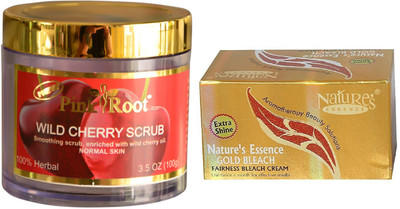 

Pink Root WILD CHERRY SCRUB 100GM WITH NATURE ESSENCE GOLD BLEACH 200GM(Set of 2)