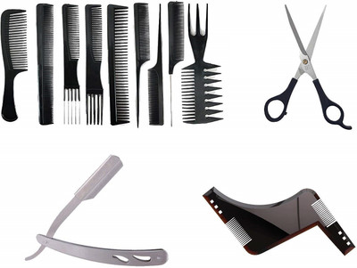 

Prime Combo Of Shaving Razor, Beard Shaper Comb With Hair Comb Set For Salon And Home Use, Pack Of 1(Set of 12)