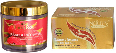 

Pink Root RASPBERRY SCRUB 100GM WITH NATURE ESSENCE GOLD BLEACH 200GM(Set of 2)