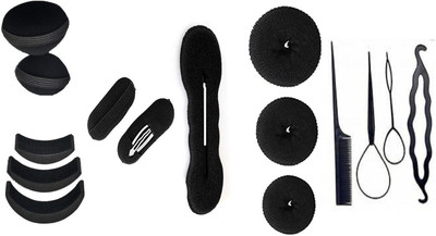 

JAGTEK Combo set of 15pcs , Hair Combo 4pcs Diy Kit For Hair Styling , 3 pcs Hair Donut Bun Maker , 1 pcs Banana Donut , 2 pcs Base tic-tak clip , 3 pcs Hair volumizer , 2 pcs Base 2 Puff maker , all in one combo 15(Set of 15)
