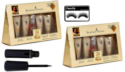 

Fancify Eyelashes, Shahnaz Husain 24 carat Gold Facial Kit, Mac Black Waterproof Eyeliner(Set of 4)