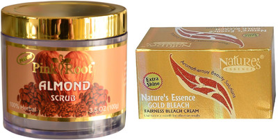 

Pink Root ALMOND SCRUB 100GM WITH NATURE ESSENCE GOLD BLEACH 200GM(Set of 2)