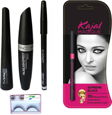 

SIRF TUM 7 SIRF TUM 7EYELASHES,KAJAL MAGIQUE SUPREME BLACK,MAC FALSELASH EFFECT EYELINER 3 IN 1 SET ( 5)(Set of 5)