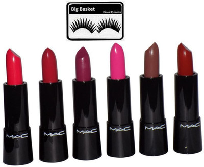 

big basket Eyelashes, Mac Retro Matte Finish Lipstick Set Of 6(Set of 7)