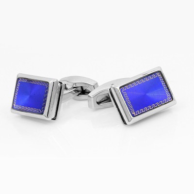 NAKABH Metal Cufflink Set(Silver, Blue)