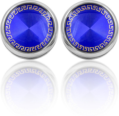 NAKABH Metal Cufflink Set(Silver, Blue)