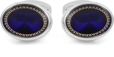 NAKABH Metal Cufflink Set(Silver, Blue)