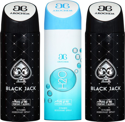

Arochem Black Jack & H2O Combo Pack Dynamic Deodorant Spray Deodorant Spray - For Men & Women(600 ml, Pack of 3)