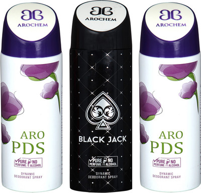 

Arochem Aro PDS & Black Jack Combo Pack Dynamic Deodorant Spray Deodorant Spray - For Men & Women(600 ml, Pack of 3)