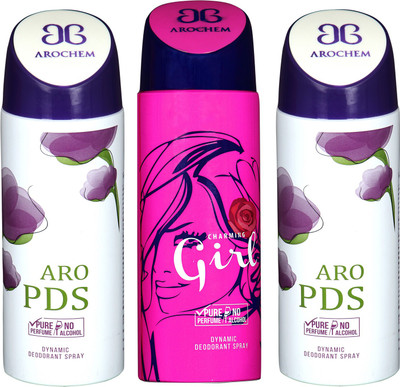 

Arochem Aro PDS & Charming Girl Combo Pack Dynamic Deodorant Spray Deodorant Spray - For Men & Women(600 ml, Pack of 3)