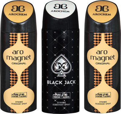 

Arochem Aro Magnet & Black Jack Combo Pack Dynamic Deodorant Spray Deodorant Spray - For Men & Women(600 ml, Pack of 3)