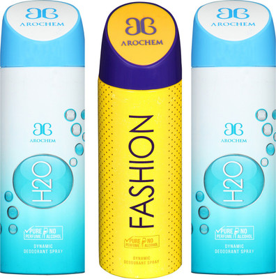 

Arochem H2O & Fashion Combo Pack Dynamic Deodorant Spray Deodorant Spray - For Men & Women(600 ml, Pack of 3)