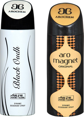 

arochem COMBO BLACK OUDH & ARO MAGNET DYNAMIC DEODORANT SPRAY Body Spray - For Men & Women(400 ml, Pack of 2)
