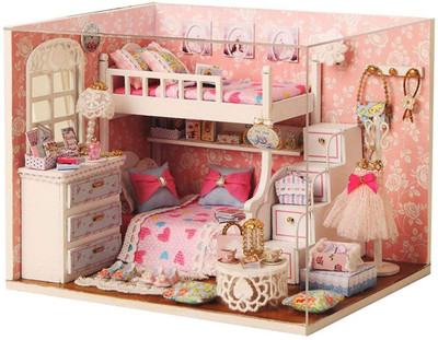 

Webby DIY Little Princess Miniature Doll House with Lights, Pink(Pink)