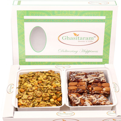 

Ghasitaram Gifts Diwali Gifts - Hampers Diet Protein Mix Namkeen with Natural Sugarfree Mix Hamper Combo(3)
