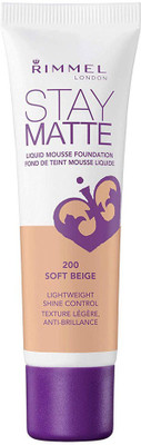 

Rimmel Stay Matte Foundation Soft Beige 1 Fluid Ounce Bottle Soft Matte Powder Finish Foundation for a Naturally Flawless Look Foundation(Soft Beige)