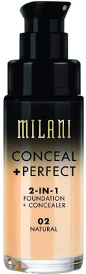 

Milani Conceal + Perfect 2-in-1 Foundation Concealer, Natural, 1.0 Fluid Ounce Foundation(Natural)