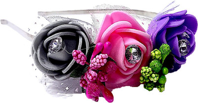 

Proplady Princess Tiara/Crown MultiRose Metal Hair Band with Stones, HeadBand for Girls & Women (Pack of 1) Hair Band, Head Band(Pink, Purple)