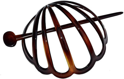 

Parcelona French Coquille Tortoise Shell Bun Cover with Stick Hair Clip(Multicolor)