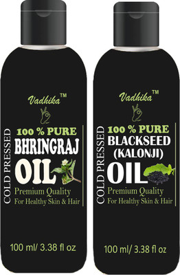 

Vadhika 100 % Pure Bhringraj oil & Blackseed(kalonji) oil Combo of 2 Bottle 200ml Hair Oil(200 ml)