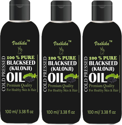 

Vadhika 100% Pure & Natural Black Seed Oil Cold Pressed (Kalonji Oil) for Hair & Skin Pack of 3 Bottle 300ml Hair Oil(300 ml)