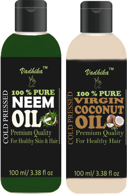 

Vadhika Premium Neem oil and Coconut oil combo of 2 bottles of 100 ml (200ml) Hair Oil (200 ml) Hair Oil(200 ml)