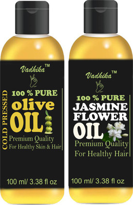 

Vadhika Pure Olive Oil and Jasmine Flower(chameli) oil Combo of 2 No.100 ml Bottles(200 ml) (200 ml) Hair Oil(200 ml)