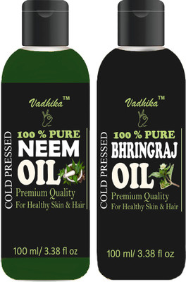 

Vadhika Premium Neem oil & Bhringraj oil combo of 2 bottles of 100 ml (200ml) Hair Oil (200 ml) Hair Oil(200 ml)