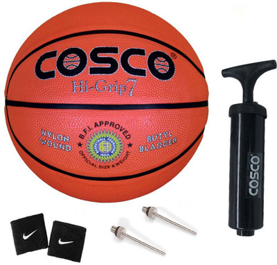 

Cosco Hi-Grip Basketball ( Size-7 ) With Basketball Pump, 2 Band Basketball Kit