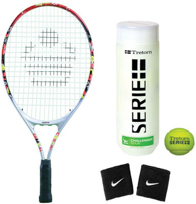

Cosco Drive 21 ( Junior Size ) ( Age Group 4 to 6 Years ) Tennis Racquet ( Color on Availability) with Tennis Ball " Tretorn Serie " 2 Band Tennis Kit