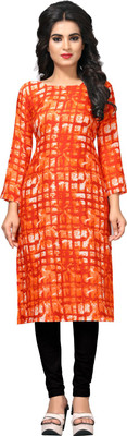 kurti Casual Printed Girls Kurti(Orange) Flipkart