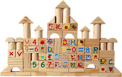 

ToyVilla Wooden 100 Brick Blocks of different shapes, coloured alphabets and numbers for kids(Multicolor)