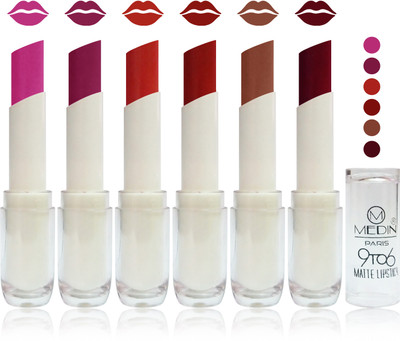 

Medin paris 9 TO 6 matte lipstick feel the best color choice cosmetics makeup combo set of 6 color(skin brown coffee brown pink falsa red maroon, 30 g)