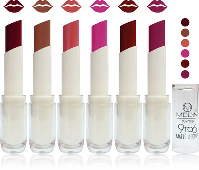

Medin paris 9 TO 6 matte lipstick feel the best color choice cosmetics makeup combo set of 6 color(l carrat skin brown coffee brown d maroon pin falsa, 30 g)