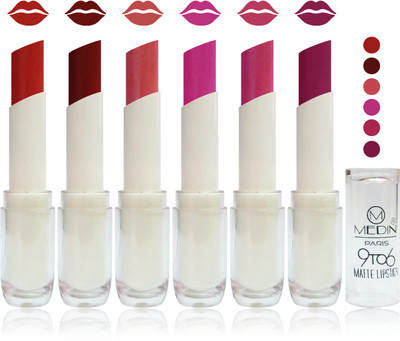 

Medin paris 9 TO 6 matte lipstick feel the best color choice cosmetics makeup combo set of 6 color(l magenta l carrat d maroon pink falsa l maroon, 30 g)