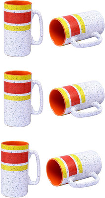 

caffeine Orange Studio Ceramic Mug(500 ml, Pack of 6), Multicolor