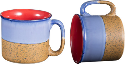 

caffeine Blue Studio Ceramic Mug(550 ml, Pack of 2), Multicolor