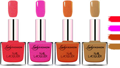 

Lady Fashion Extra Shine Extra Long Stay Chip Resistant Nail Polish Pink,Mettalic Pink,Copper,Mettalic Brown(Pack of 4)