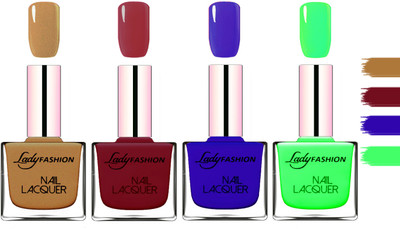 

Lady Fashion Extra Shine Extra Long Stay Chip Resistant Nail Polish Mettalic Brown,Voilet,Blue,Light Green(Pack of 4)