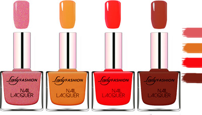 

Lady Fashion Extra Shine Extra Long Stay Chip Resistant Nail Polish Mauve,Nude,Juice Red,Coffe(Pack of 4)