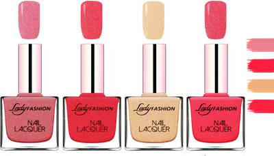 

Lady Fashion Extra Shine Extra Long Stay Chip Resistant Nail Polish Mauve,Pink,Beach Nude,Bright Pink(Pack of 4)