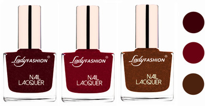 

Lady Fashion Extra Shine Extra Long Stay Chip Resistant Nail Polish (set of 3) Maroon,Pink,Copper(Pack of 3)