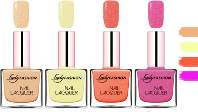 

Lady Fashion Extra Shine Extra Long Stay Chip Resistant Nail Polish Beach Nude,Mettalic Gold,Orange Silk,Abricoat Rose(Pack of 4)