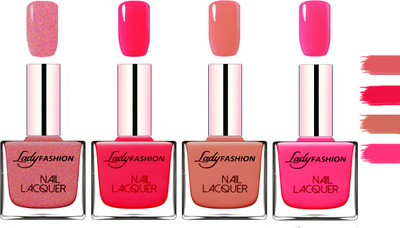 

Lady Fashion Extra Shine Extra Long Stay Chip Resistant Nail Polish Mauve,Sweet Red,Nude,Pink(Pack of 4)