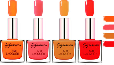 

Lady fashion Extra Shine Extra Long Stay Chip Resistant Nail Polish Juicy Orange,Light Orange,Baby Pink,Nude(Pack of 4)