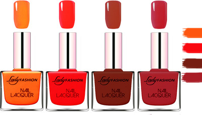 

Lady fashion Extra Shine Extra Long Stay Chip Resistant Nail Polish Juicy Orange,Juicy Red,Coffee,Dark Red(Pack of 4)