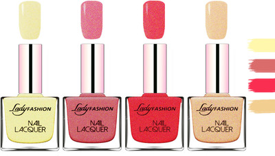

Lady Fashion Extra Shine Extra Long Stay Chip Resistant Nail Polish Mettalic Gold,Mauve,Pink,Beach Nude(Pack of 4)