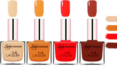 

Lady Fashion Extra Shine Extra Long Stay Chip Resistant Nail Polish Beach Nude,Nude,Juice Red,Coffe(Pack of 4)