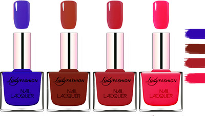 

Lady fashion Extra Shine Extra Long Stay Chip Resistant Nail Polish Blue,Coffee,Dark Red,Sweet Red(Pack of 4)